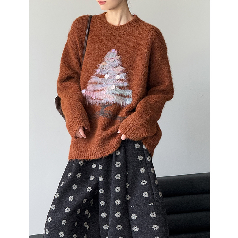 Women's Christmas Sweater, Sequin Design, Soft