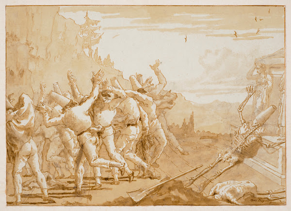 The apparition of the skeleton of Punchinello before his tomb