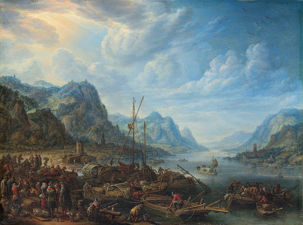 View of a River with Boat Moorings 1678