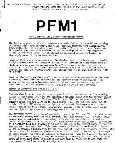 PFM1-Chemical Flame Pest Eliminating Device-Flamethrower Pistol Plans