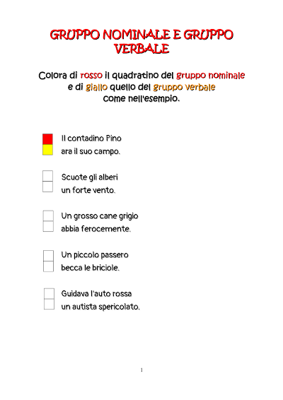 Anteprima della prima pagina: Gruppo nominale e gruppo verbale