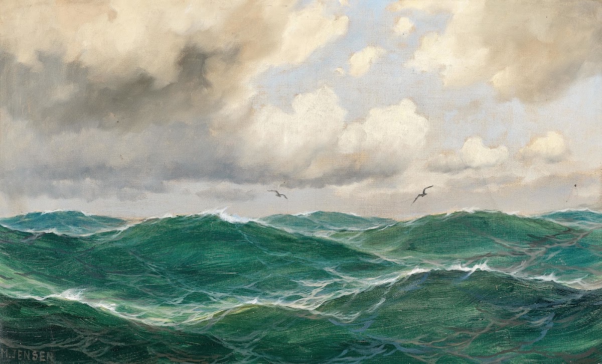 A seascape with seagulls
