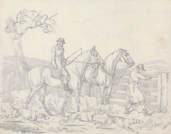 Scraps No 24 Hunting  Ttwo Riders One Opening a Gate For Hounds 1823