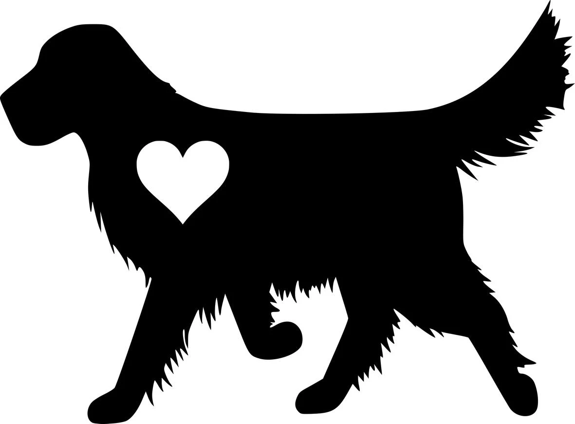 Golden Retriever Silhouette with Heart Free SVG for Glowforge