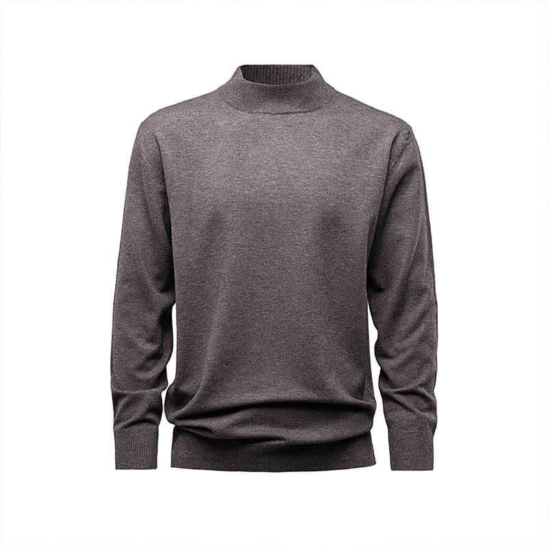 Herren-Strickpullover mit Stehkragen, einfarbig