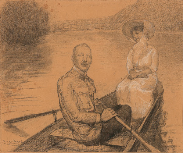 A couple in a row boat
