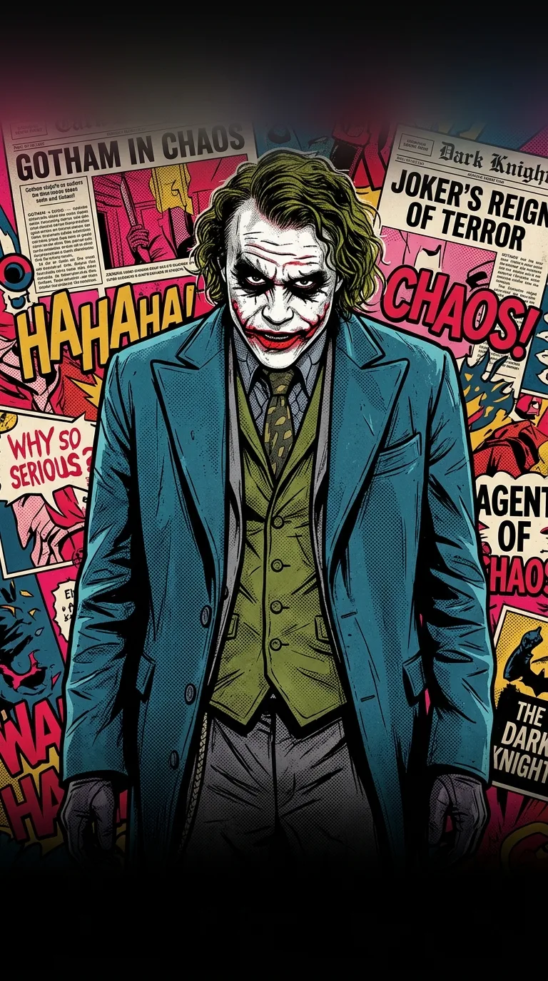 Joker Dark Knight Comic Collage Art Wallpaper - Free 4K mobile Wallpaper