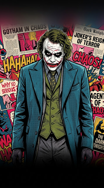 Joker Dark Knight Comic Collage Art Wallpaper - Free mobile Wallpaper