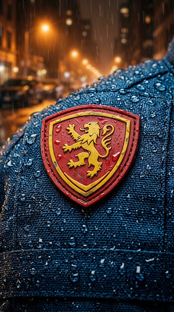 Macro Detail of a Superhero Chest Emblem in the Rain - Free mobile Wallpaper