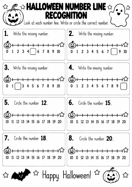 Halloween Number Line Recognition