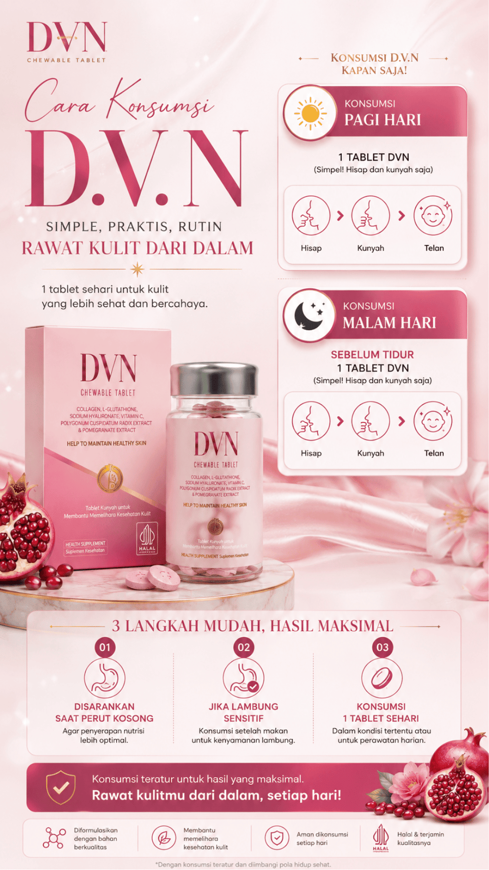 Cara konsumsi DVN pagi dan malam