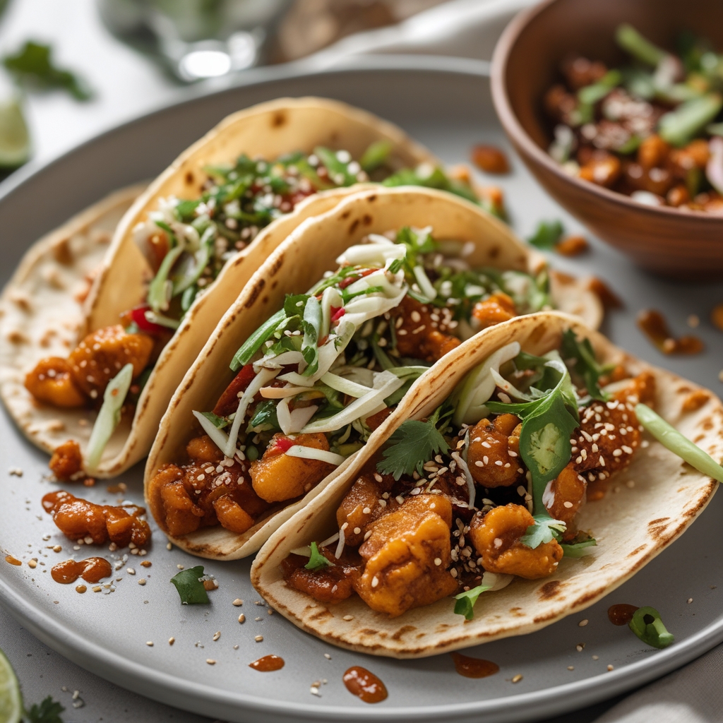 Final Spicy Gochujang Jackfruit Tacos with Sesame Slaw