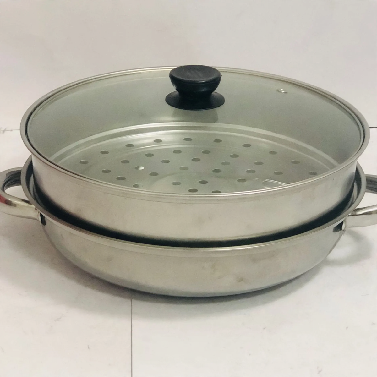 Stainless Steel Soup Pot, 28 cm, Double-Walled, Glass Lid