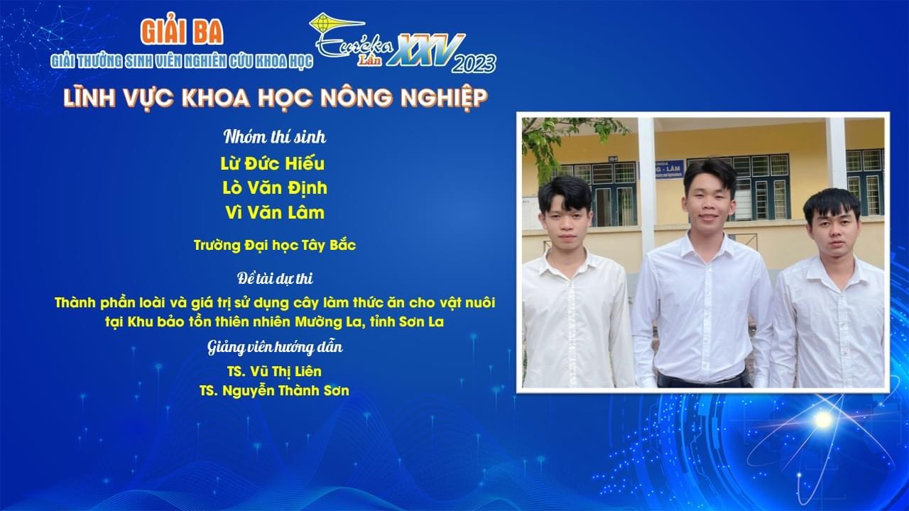 Sinh viên Khoa Nông - Lâm, Trường Đại học Tây Bắc đạt giải Ba Giải thưởng Sinh viên nghiên cứu khoa học Euréka lần thứ 25, năm 2023