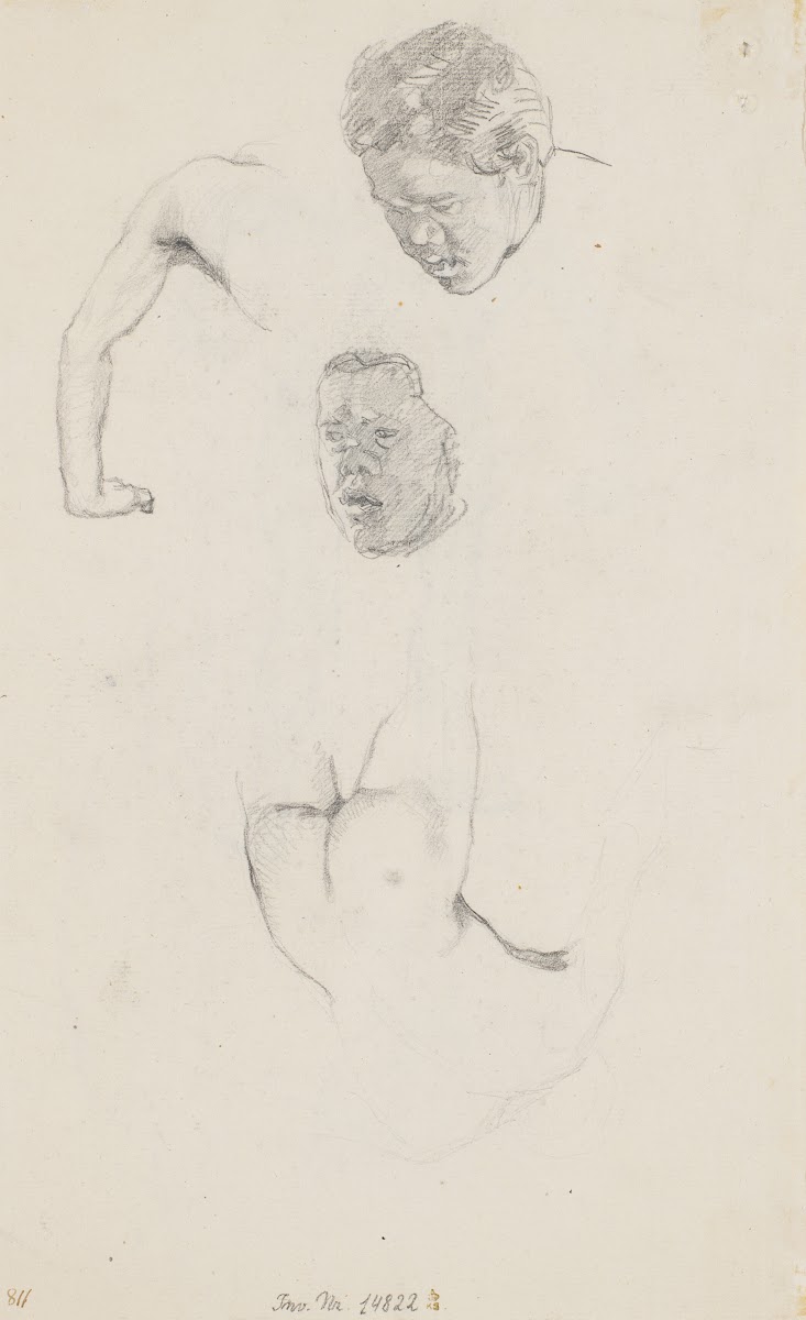 Fire studier efter samme model som recto 1887