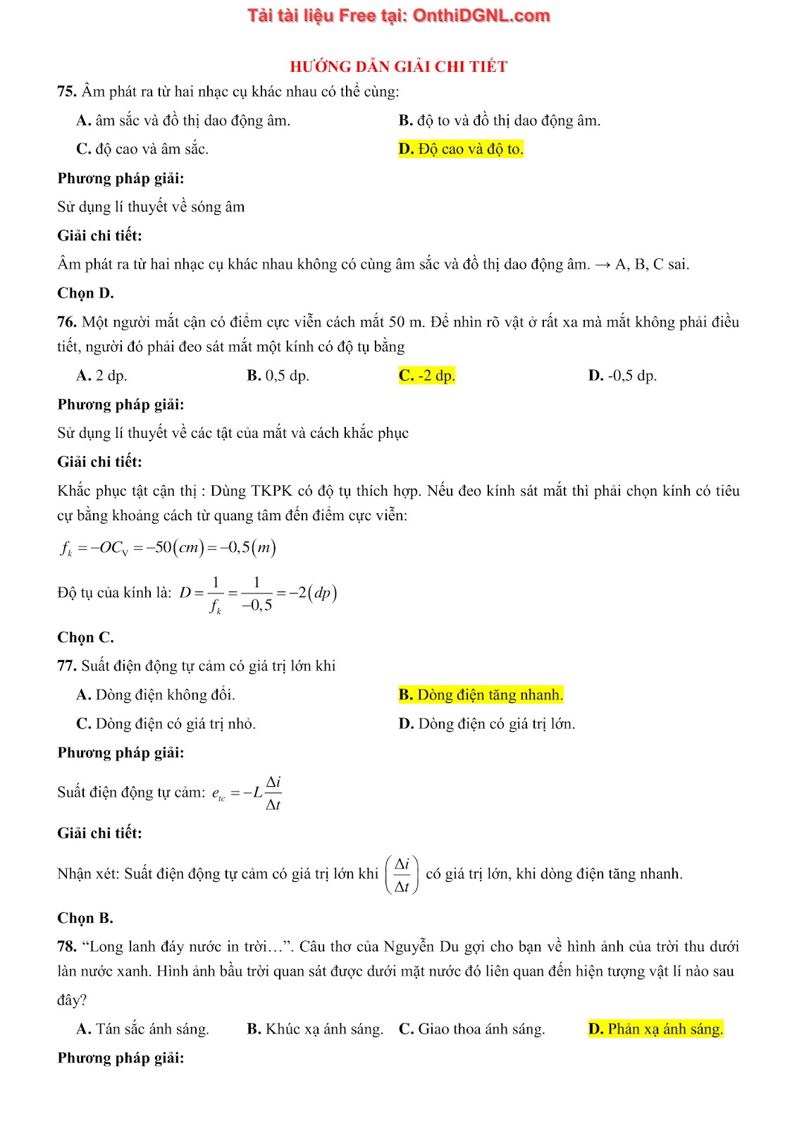 300 bài tập môn Vật Lý - Ôn thi ĐGNL ĐHQG TPHCM Phần 2