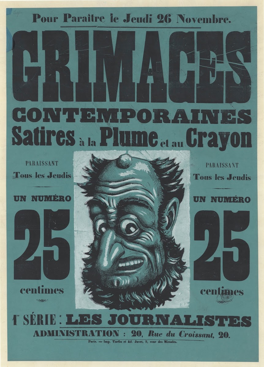 Pour paraitre le jeudi 26 novembre Grimaces contemporaines 1870