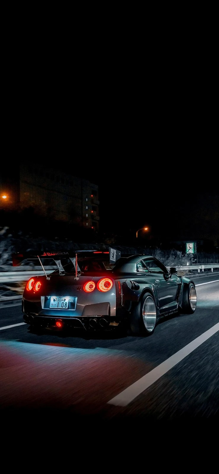 Nissan GT-R Speeding At Night - Night Car Photography Full HD iPhone Wallpaper (1142x2474)