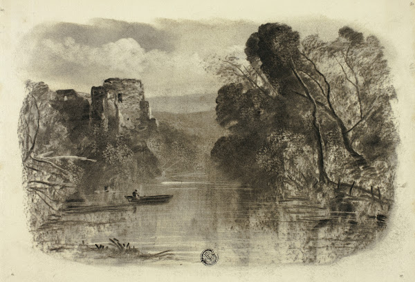 River with Castle Ruin and Boat I c 1855