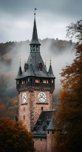 Autumn Forest Path with Fallen Leaves