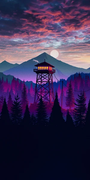 Firewatch, Landscape, Digital Art, Sunset, Sunrise 4K Wallpaper Background