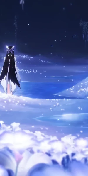 Fantasy Landscape, Anime Art, Night Scene, Glowing Flowers 4K Wallpaper Background