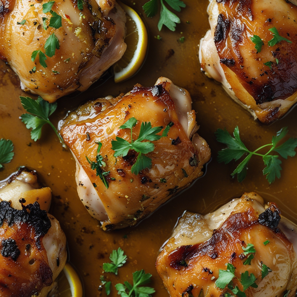 Easy Baked Lemon Garlic Chicken Thighs Recipe | Juicy & Crispy Dinner