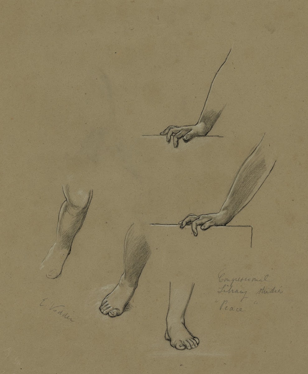Study of hands and feet for the mural Peace and prosperity 1895