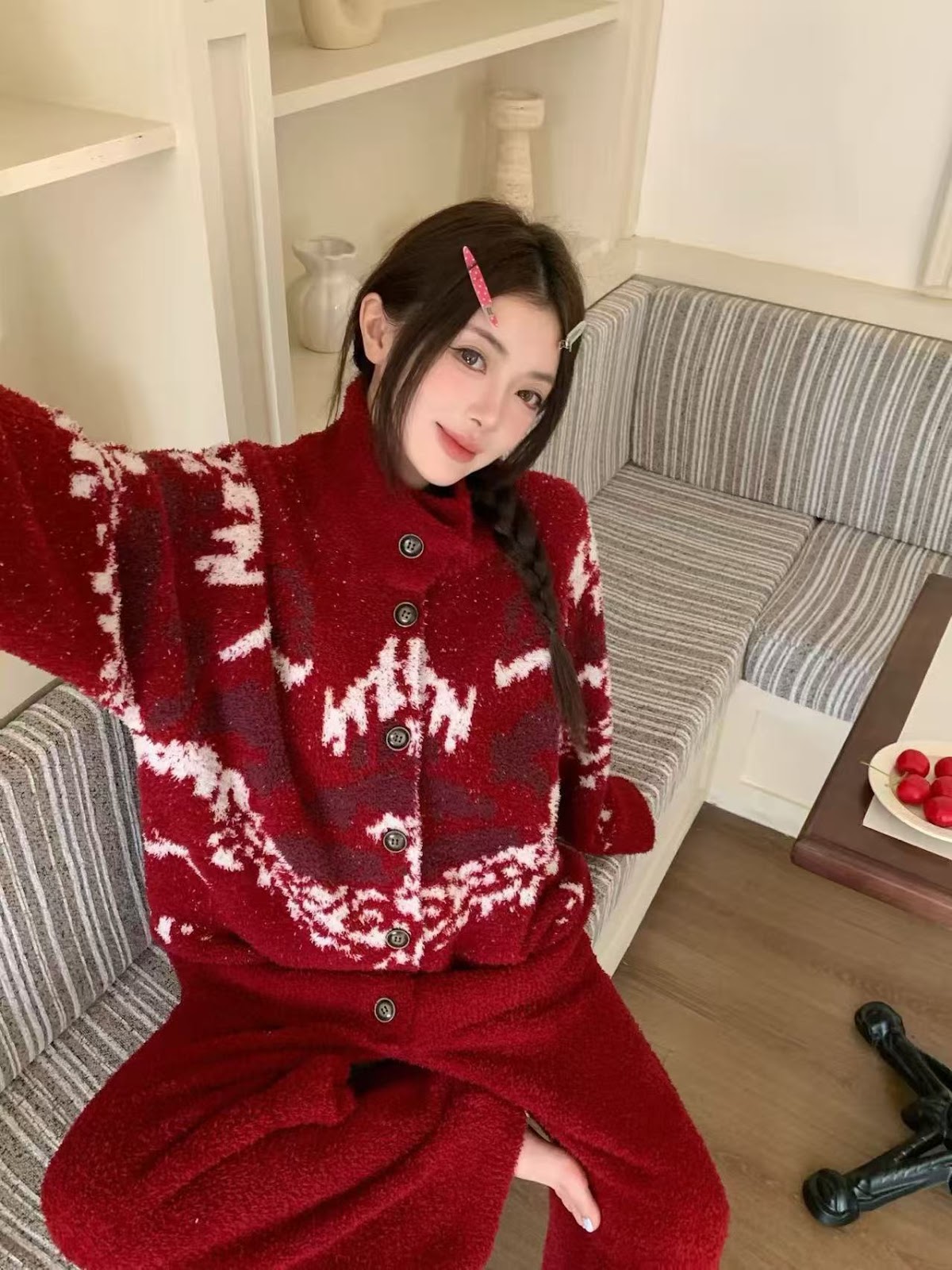 Couple Pajama Set, festive, warm, padded