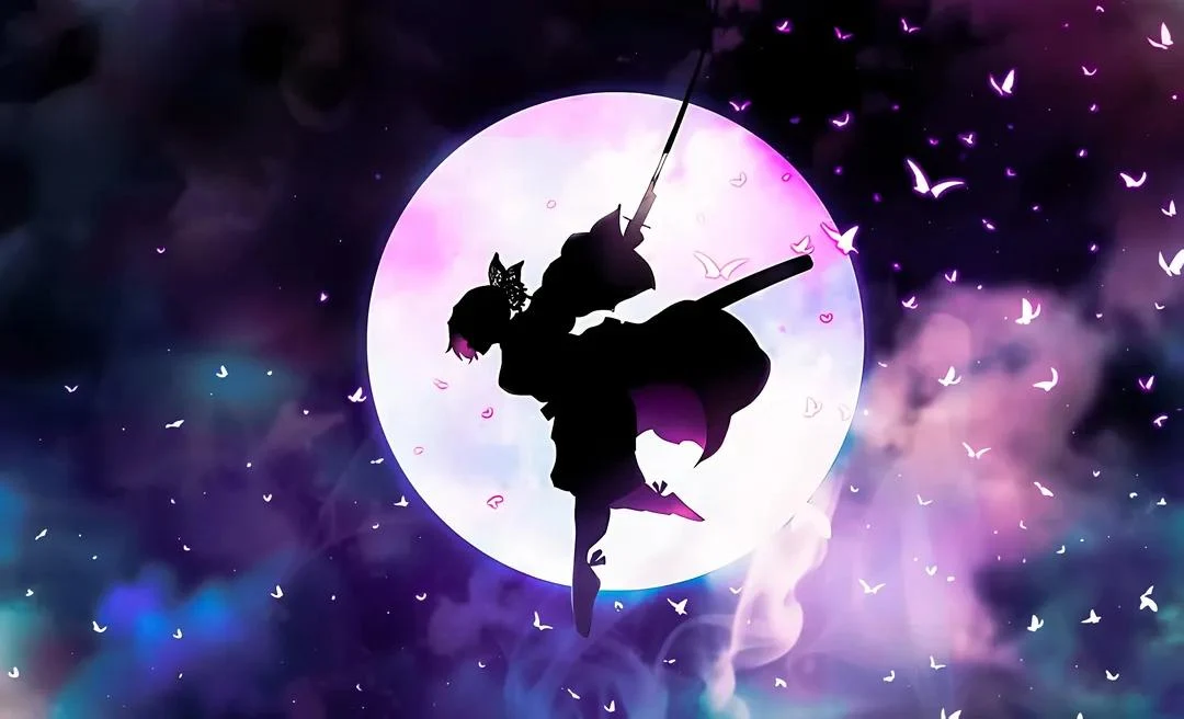 Demon Slayer, Shinobu Kocho, Anime, Moon Wallpaper Background (1080x656)