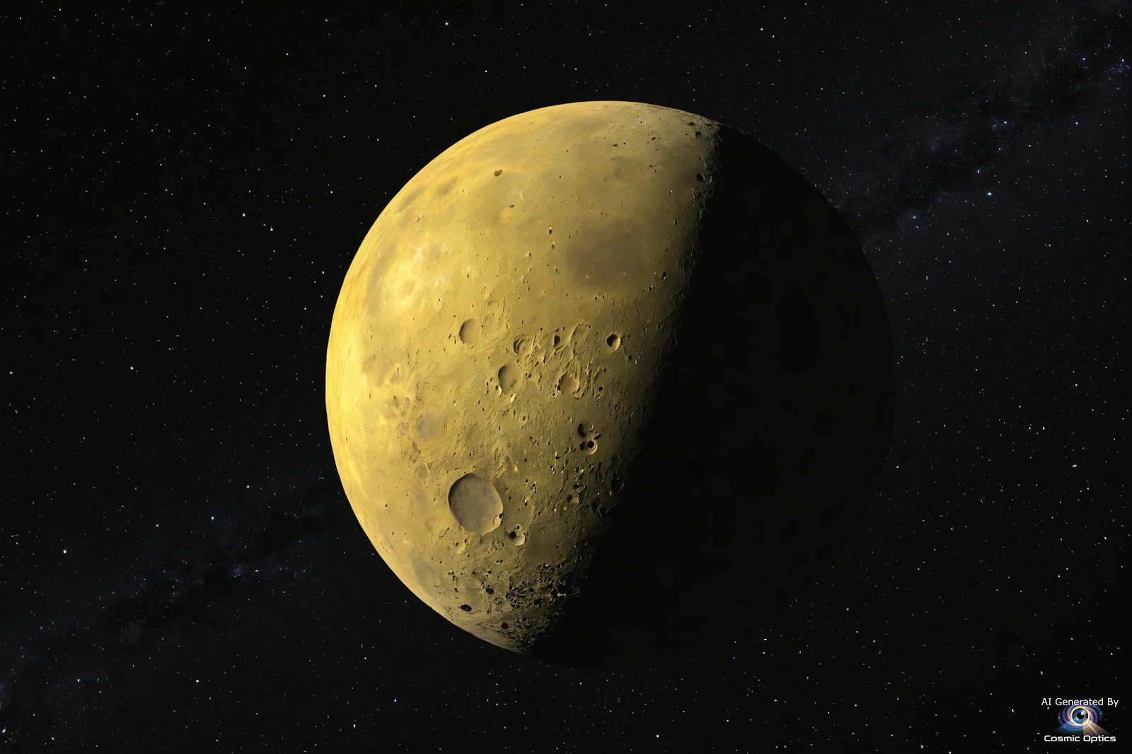 An authentic, standalone astrophotography snapshot of Jupiter's moon Io in deep space. A single, sol_00035