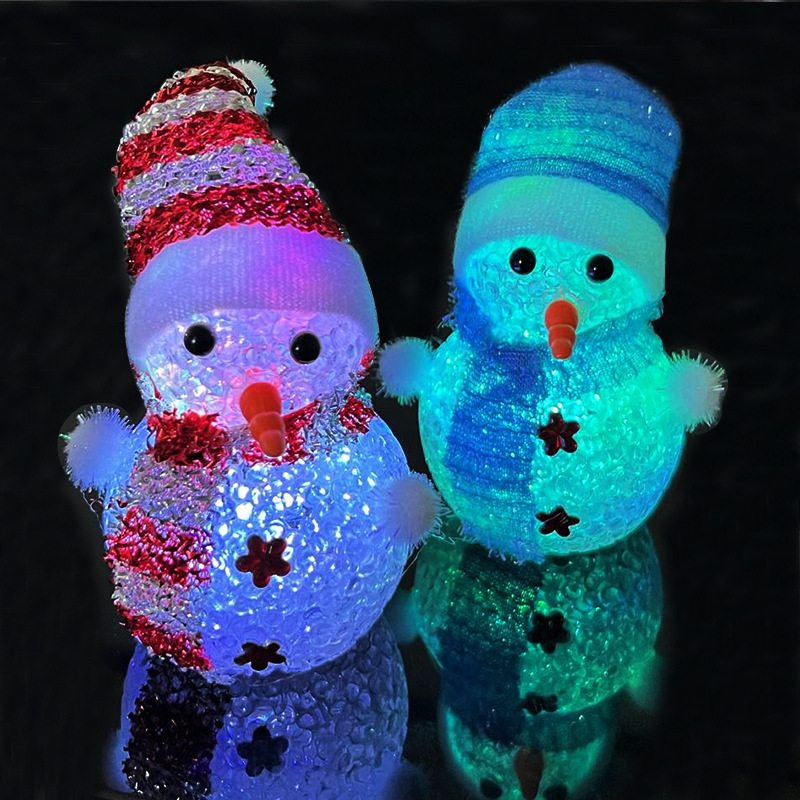 Glowing LED Snowman made of plastic