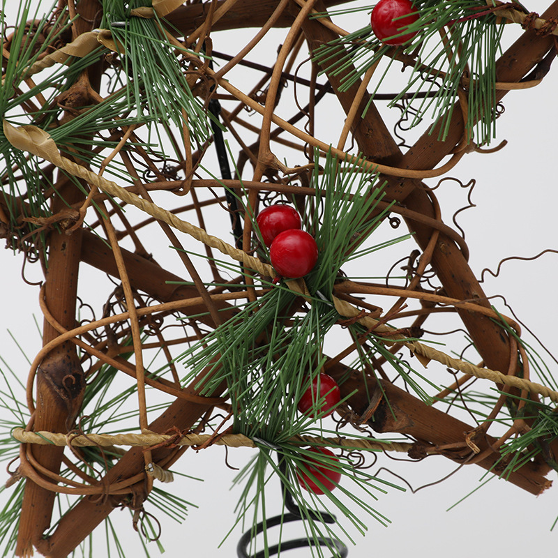 Christmas Tree Top Star Made of Rattan