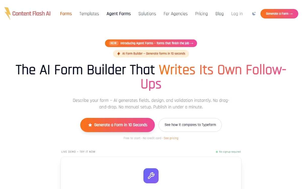 Captura de Content Flash AI