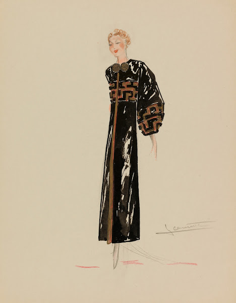 Manteau noir avec passementerie dor et manches ballon 1938