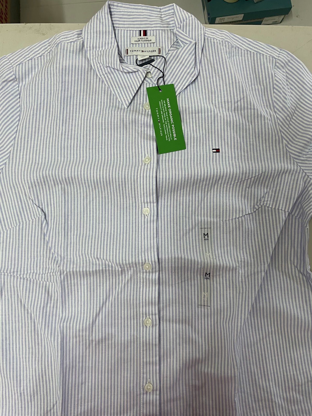 TH W Polo Longsleeve Linen Stripes Blue L #0996