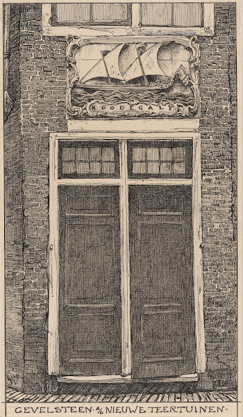 Gevelsteen aan de Nieuwe Teertuinen te Amsterdam 20th century