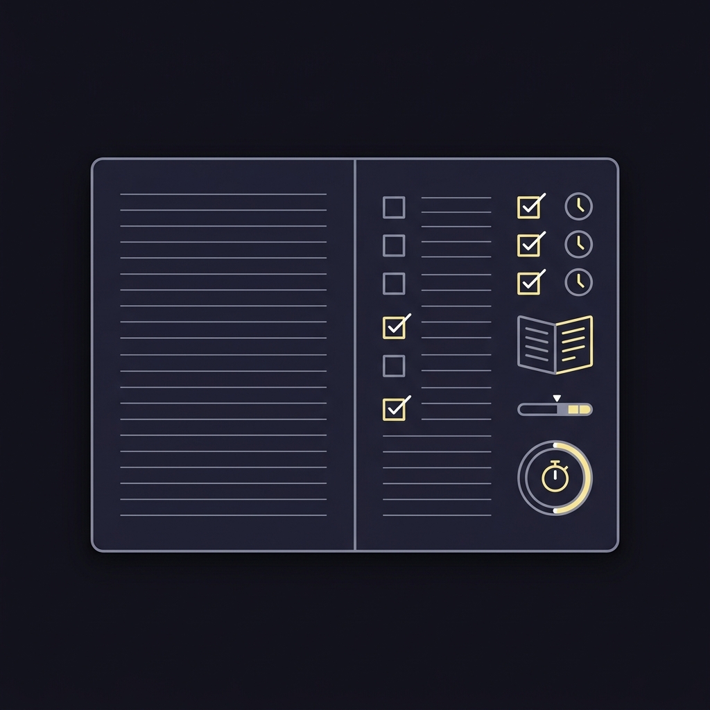 How a Sports Trading Challenge Works from Start to Finish minimalist 2D vector of a participant notebook with checkboxes for limits logs cooling off steps and session timestamps in Funded Plays brand colors