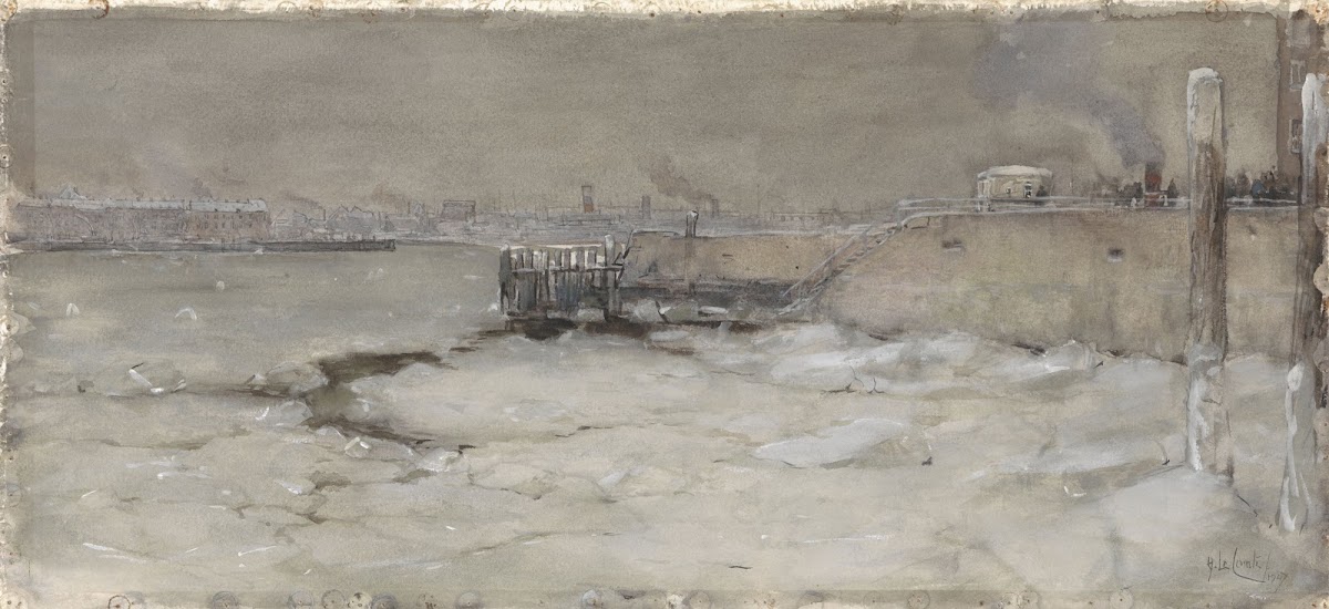Het kruien van het ijs op de Maas te Rotterdam 1907