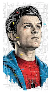 Peter Parker Digital Blueprint Portrait White Background
