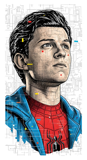 Peter Parker Digital Blueprint Portrait White Background - Free mobile Wallpaper