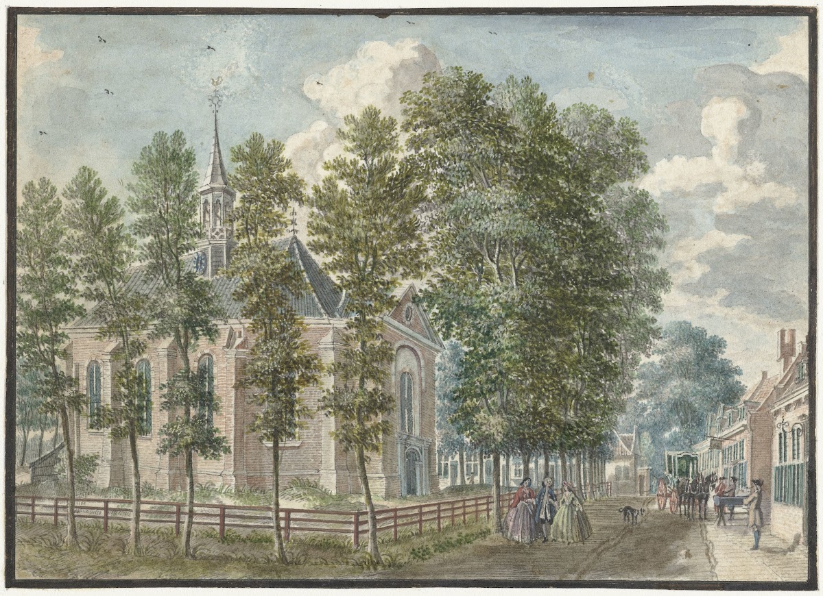 Gezicht op de kerk van Bloemendaal 1713   1780