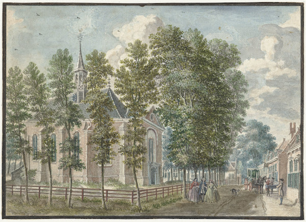 Gezicht op de kerk van Bloemendaal 1713   1780