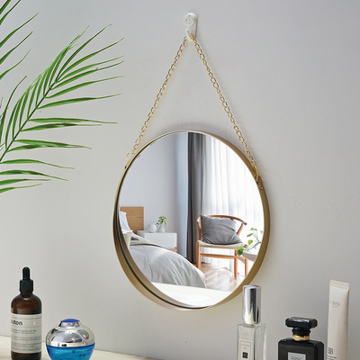Wall mirror with iron frame, round