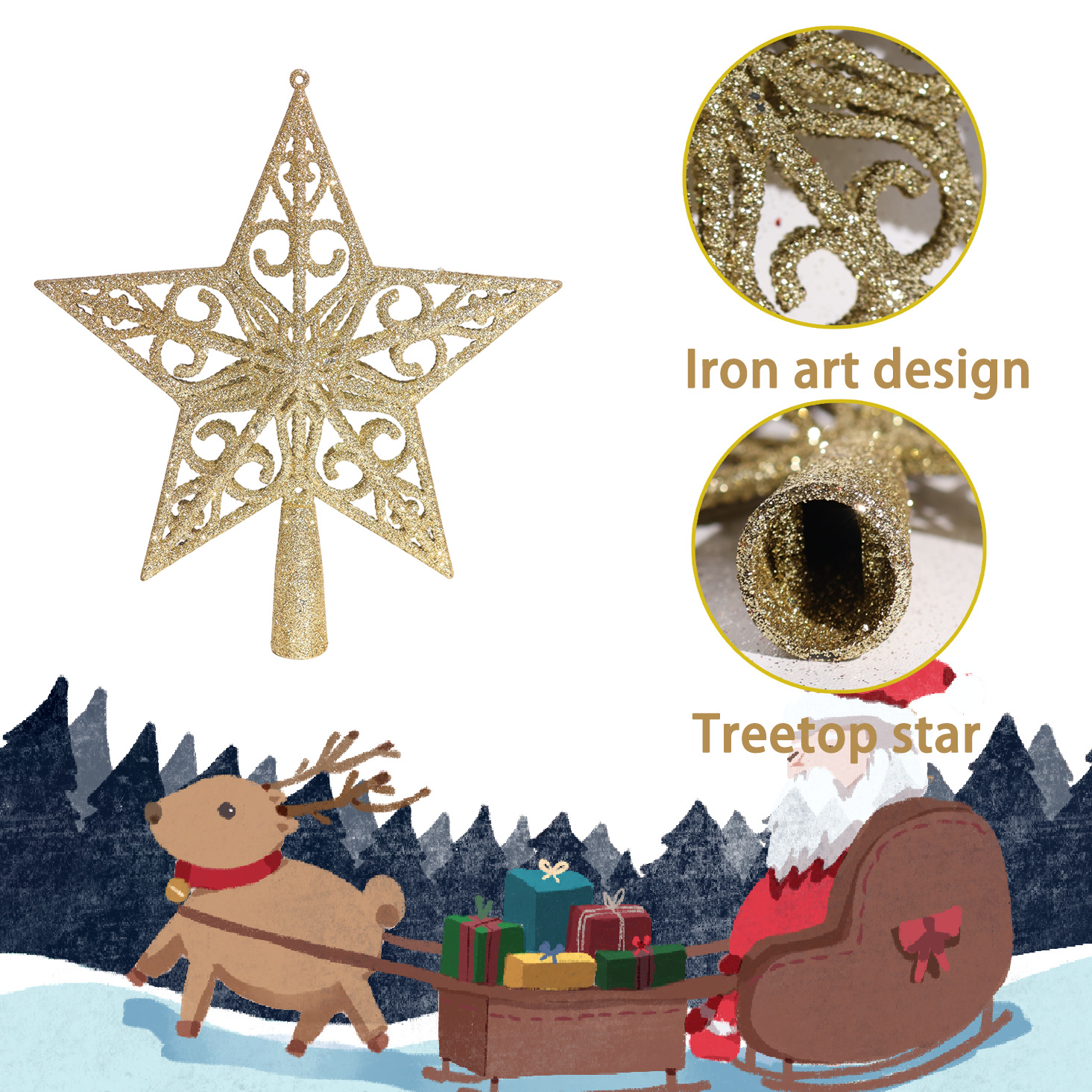 Christmas Tree Star with Glitter