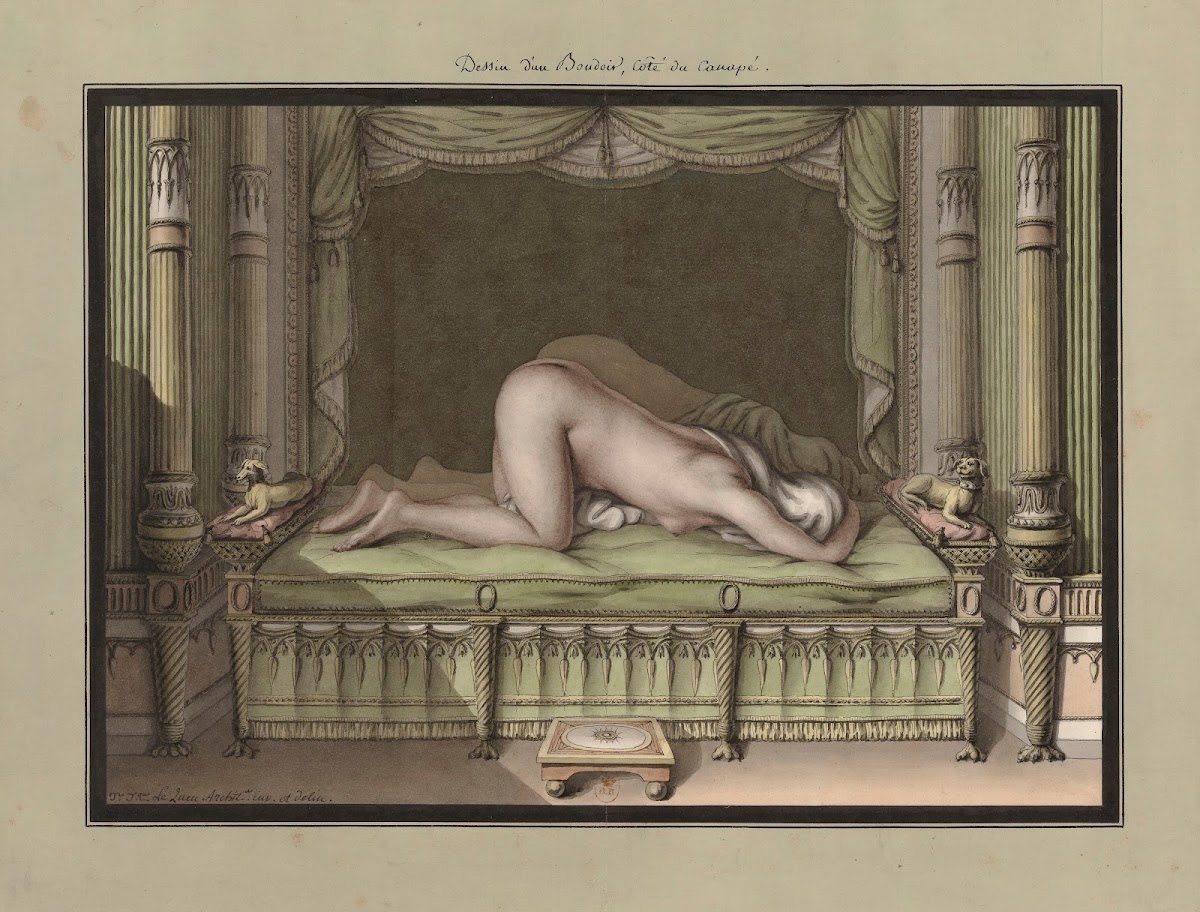 Dessin dun boudoir côté du canapé
