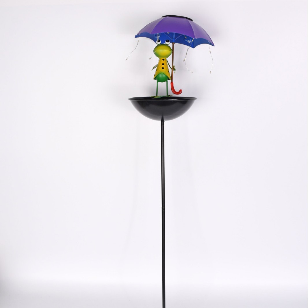 Solar Iron Bird Bath for Ground Installation