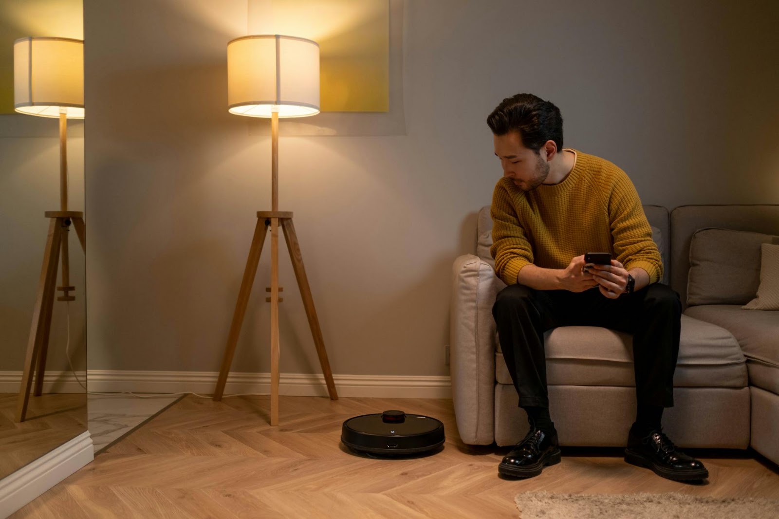 A person confidently controlling an organized and efficient smart home system, achieving true home automation.