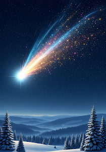 Celestial Comet Winter Forest