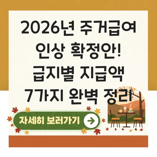2026년 주거급여 인상 확정안: 급지별 기준임대료 및 가구원수별 실제 지급 금액 완벽 정리 대표 이미지